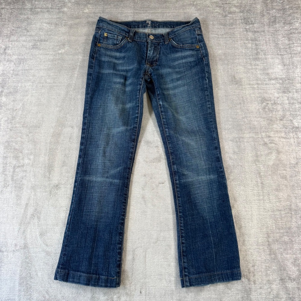7 For All Mankind Jeans Women 28 Blue Bootcut Medium Wash Low Rise Y2K Boho
